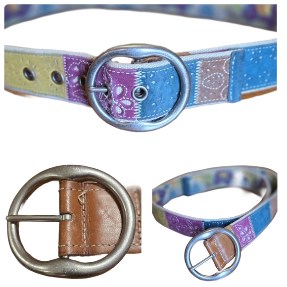 Fossil Accessories - Fossil Vintage Patchwork Suede Boho Belt with Silver Buckle 32" - 36" Waist